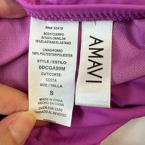 Amavi High Waist Tie Front Bikini Bottom Purple NWT Size Small - Picture 4 of 7